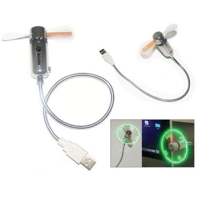 USB Cooling Fan w/LED Clock