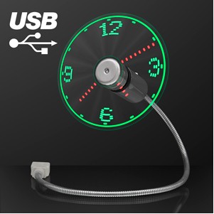 USB PoweRed LED Light Clock Desk Fan - BLANK